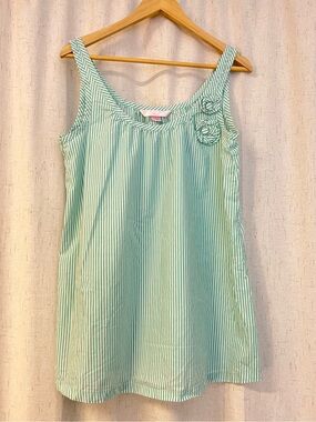 VTG Victoria's Secret Angels Nightgown Small Green White Striped Rosette Y2K